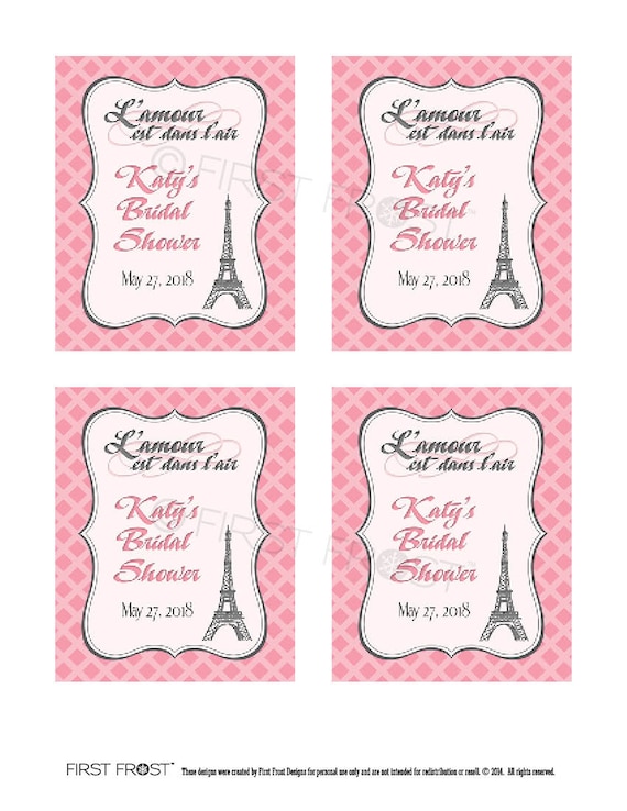 Printable Wine Labels French Themed Eiffel Tower Paris