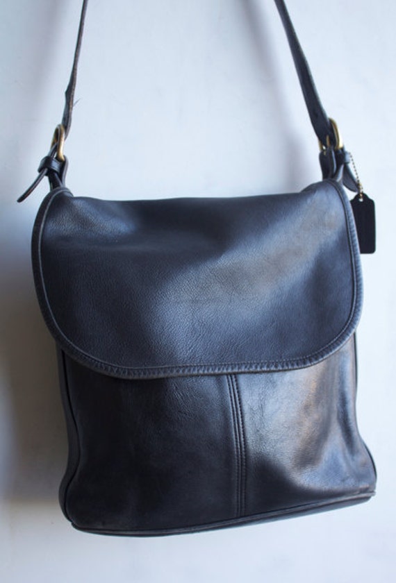 Black Leather Vintage Coach Handbag by lakarite on Etsy
