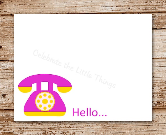 Set of 8 Telephone Note Cards, Notecards | Personalized Stationery | Phone Cards | Color Choices Il_570xn