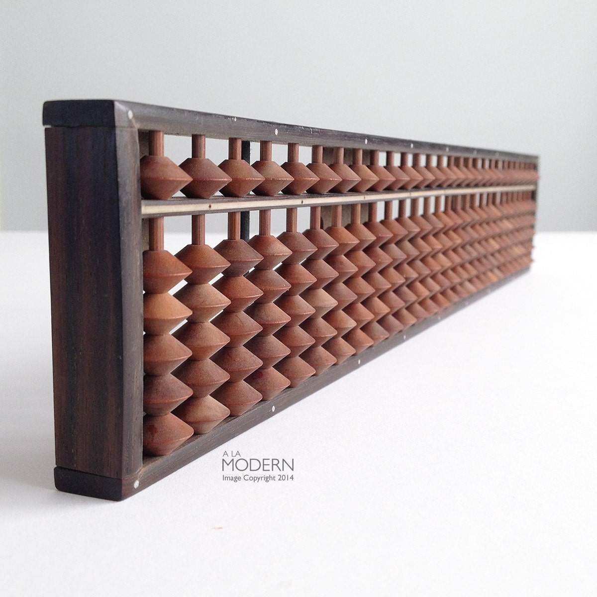 Vintage Japanese Wood Abacus Soroban 27 Column Calculator