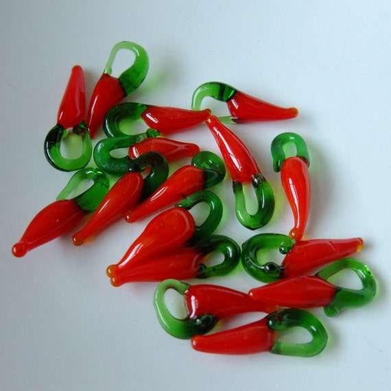 Destash 15 Large Glass Chili Pepper Beads by superdraven on Etsy