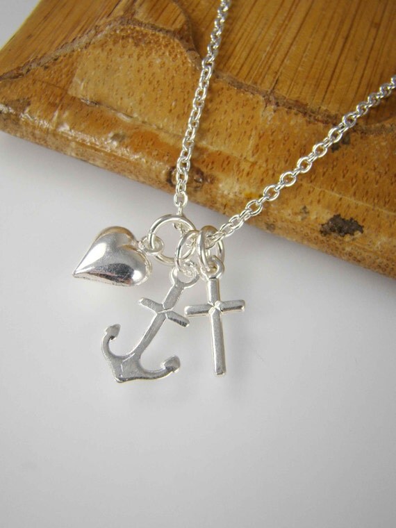 Faith Hope Love Necklace Gifts for Her Heart Anchor Cross