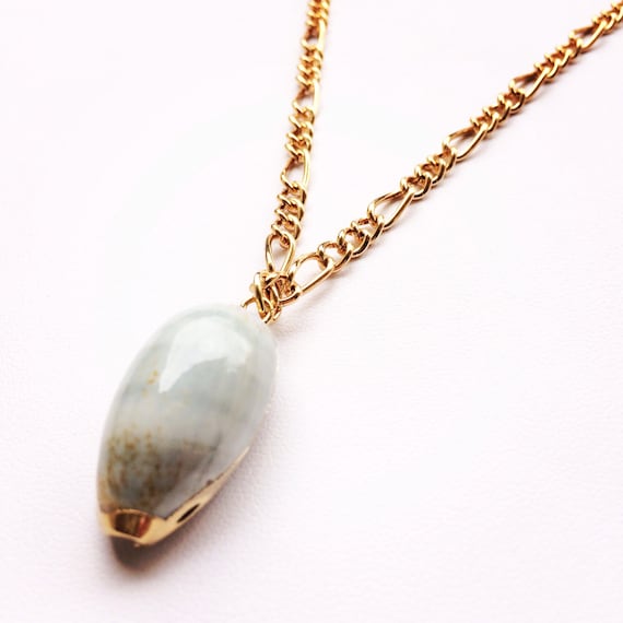 Baby Blue Conch Shell Necklace- Laced with Liquid Rose Gold- MALIBU Collection- Summer 2014