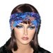 Handmade Bandeau Headband Turban -Royal Blue Multicolored Collage