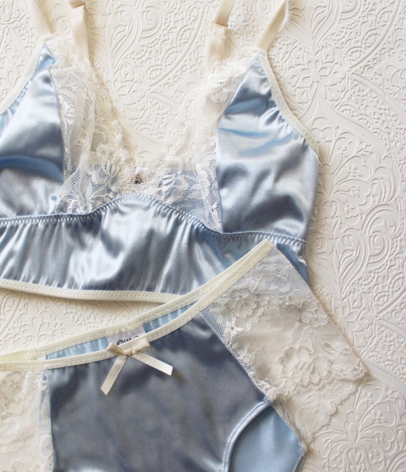 Baby Blue Bridal Lingerie 'Sky' Satin and Lace Hipster