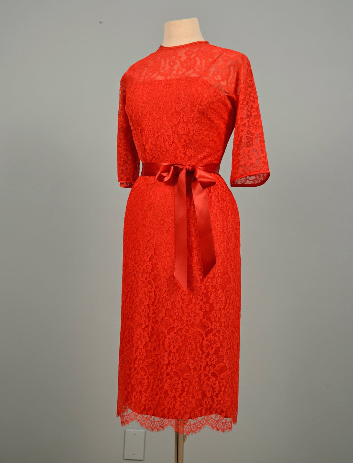 1960s Party Dress...DAUPHINE Red Lace Party Dress by deomas