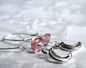 Jewelry, Dangle Earrings, Holiday Gift Stocking Stuffer Swarovski Crystal Earrings, Sterling Silver, Pink Crystals, Accessories, Gift Box