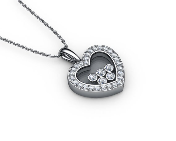 ... Heart Pendant,1.1/2 carat, 18K White gold, 18K Yellow gold, marriage