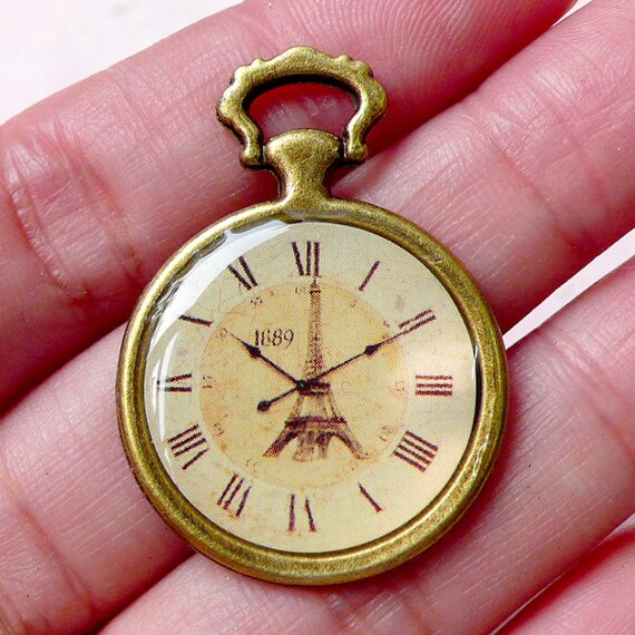 Pocket Watch Charm / Antique Clock Charms w/ by MiniatureSweet