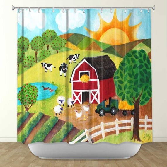 Shower Curtain Daybreak on The Farm Bathroom Decor by nJoyArt