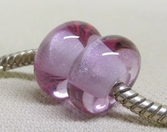 SRA Handmade Lampwork Bead Pair Charm Bracelet Beads Transparent Lavender