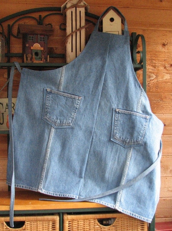 Denim Apron Upcycled Jeans Apron Craft Apron by SimpleJoysofLife