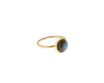 10K-GTR-Ring VENTE de vacances, bague labradorite bleue, Pierre d'Onyx noir, or 14K ...