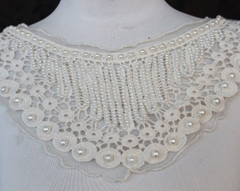 Cute venice beaded applique ivory color 1 pieces listing