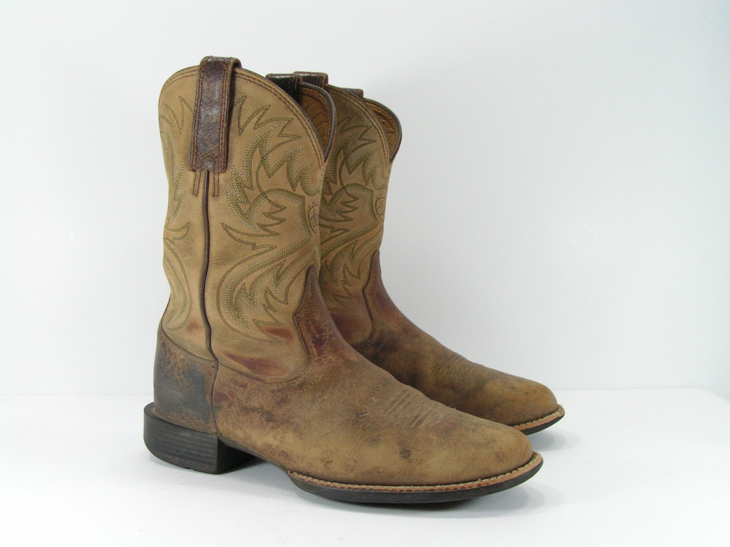 vintage ariat cowboy boots mens 7.5 d brown by vintagecowboyboots