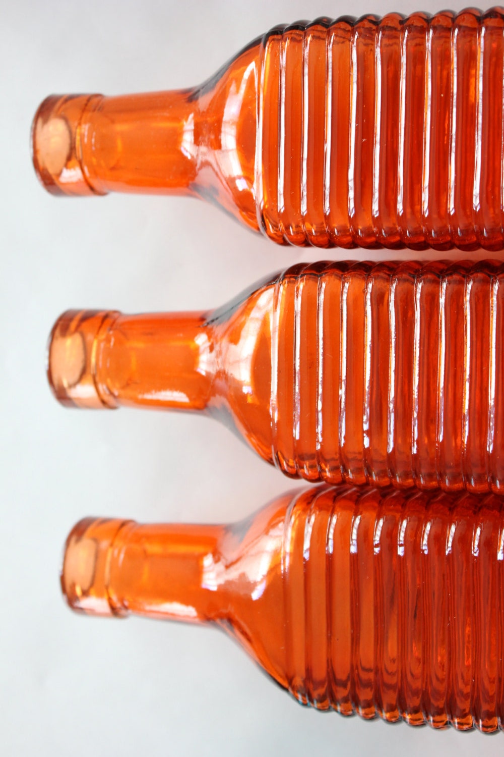 Set of 10 ORANGE GLASS Bottles Colored Wedding Fall Moroccan