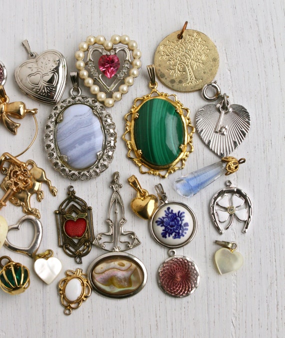 Vintage Pendant Lot 22 Costume Jewelry Charms for Necklaces