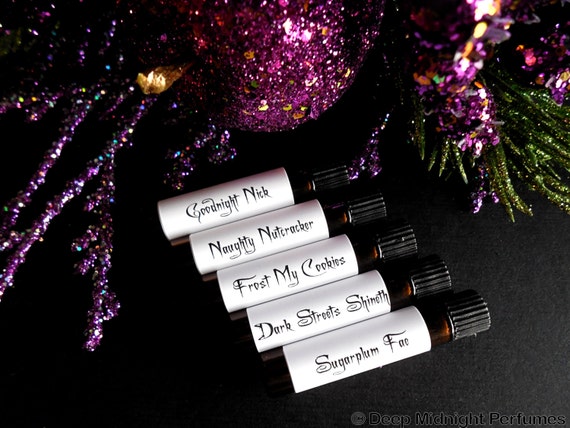 Gothic Little Christmas Perfume Sample Set of 5 vials, Christmas, perfume oil, perfume samples