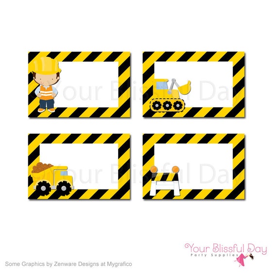 PRINTABLE Construction Party Label Tents #521 Il_570xn