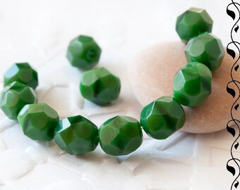 20 Czech Fire Polished Beads 6 mm Dark Green