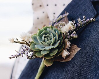 Succulent Boutonnière // Ghost Leaf