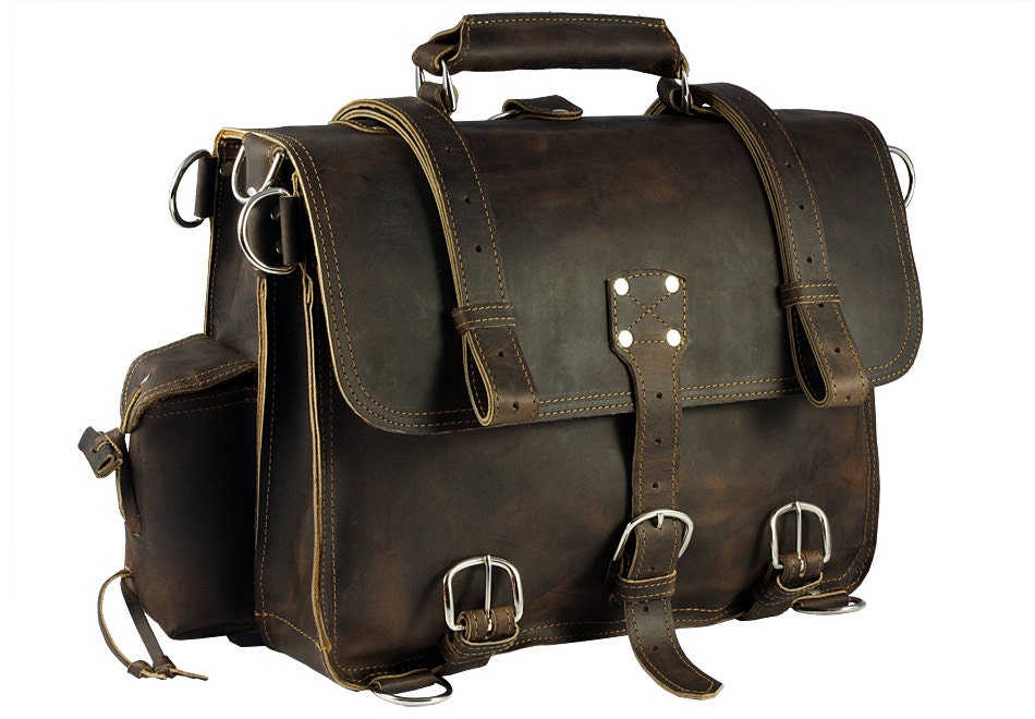 Made in USA Leather Briefcase Messenger Bag Backpack MEDIUM