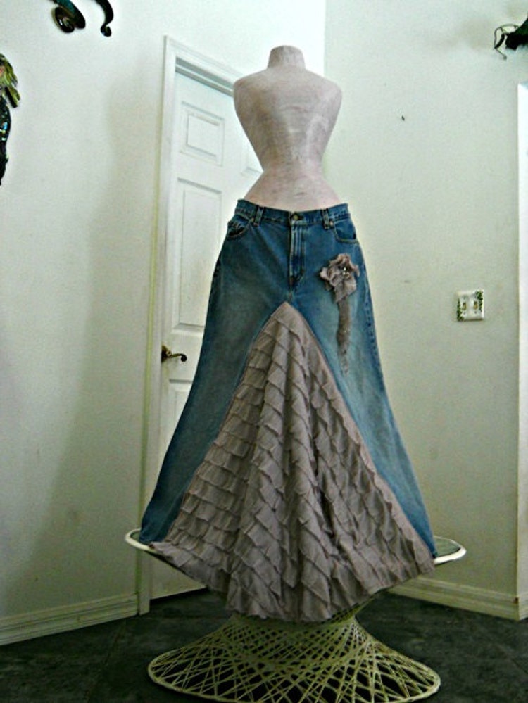 lavender jean skirt