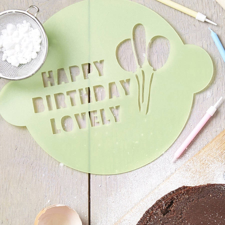Personalised Happy Birthday Cake Stencil by SophiaVictoriaJoy