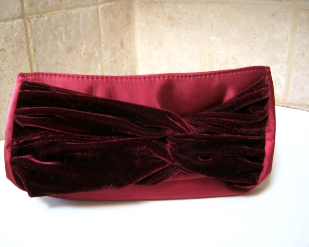 vintage satin evening bag red clutch purse by DancewithJewels