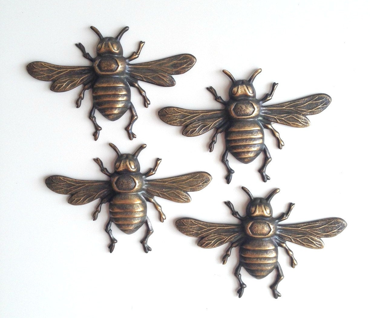 Brass Bees Large Vintage Stampings Jewelry by