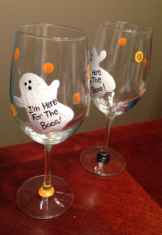 Items Similar To Ghost Halloween Painted Wine Glass On Etsy   Il 570xN.510796254 Kb9j 