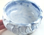 Ceramic Bowl Textured Baby Blue and White Stoneware Unique Handmade Pottery Home Cooking