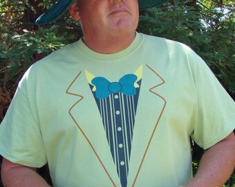 Mad Hatter Tuxedo Tee shirt - Adult size S- 4Xl and Youth size S,M,L- Halloween Costume Party Tee shirt Alice