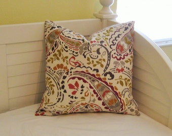 Thom Filicia for Kravet Tousey in Quarry Paisley Designer Pillow Cover- Square, Lumbar, Euro and Body Pillow Cover