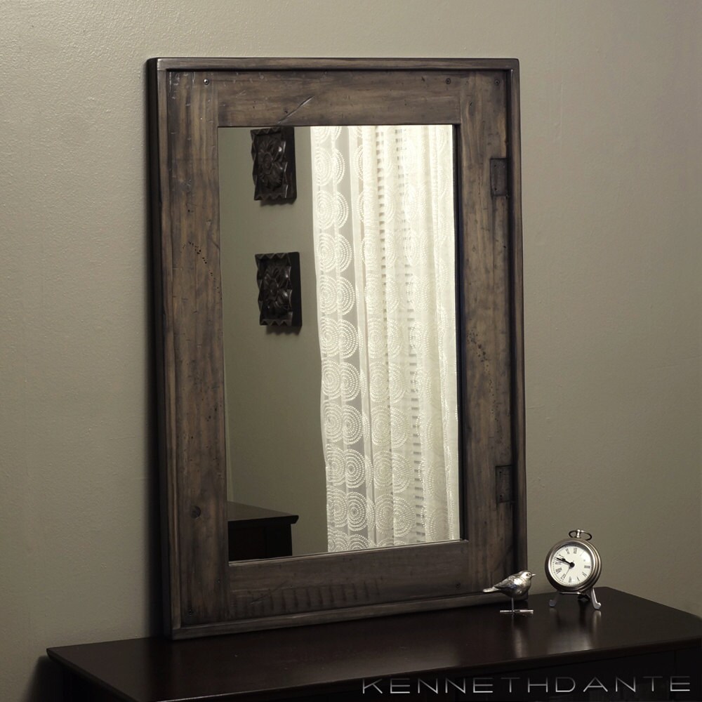 Modern Rustic Mirror Distressed Wood Weathered by