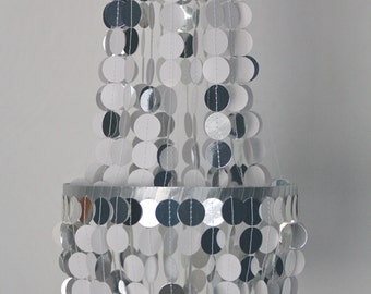Metallic silver and white paper chandelier or mobile. Weddings, showers ...