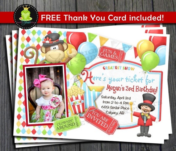 Carnival Birthday Invitation - Circus Birthday Invitation Il_570xn