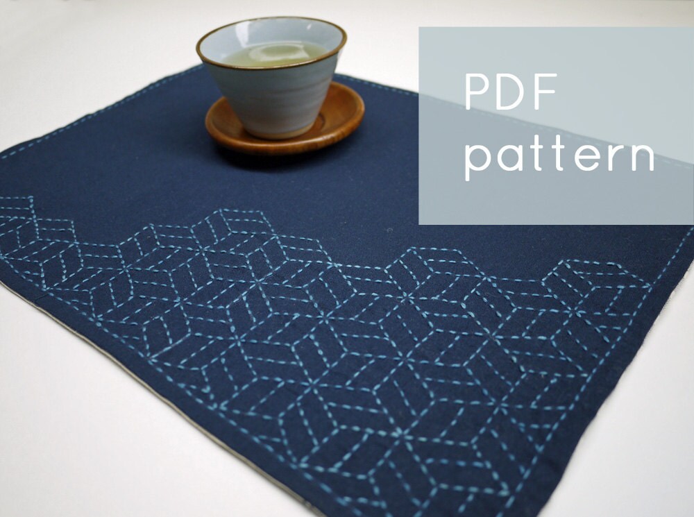 PDF sashiko pattern stacking cubes modern embroidery