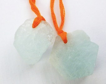 AQUAMARINE BeadS. Natural. Rough Beads. Hexagon Shaped. Gorgeous Focal Beads. 2 pc. 40.90 cts. 14x20x10mm (EM943)