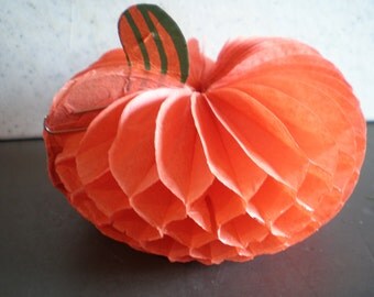 Vintage Mid Century Halloween Crepe Paper Pumpkin Decoration