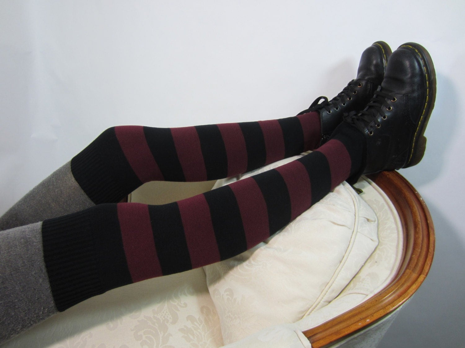 Anime Leg Warmers Women's Wide Stripe Thigh High Socks