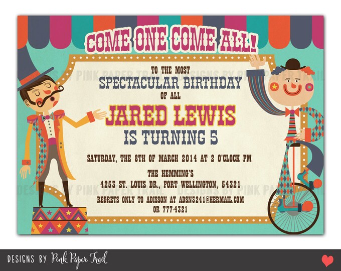 Vintage Circus Happy Birthday Banner Bunting - DIY - Print your own - Instant Download