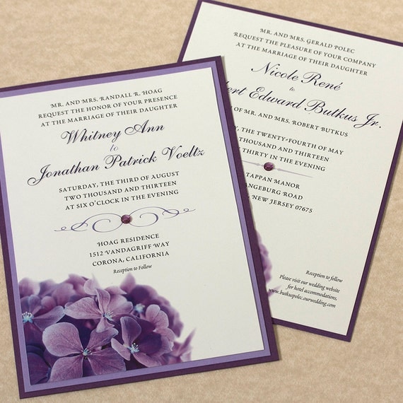 Purple Hydrangea Wedding Invitation SAMPLE