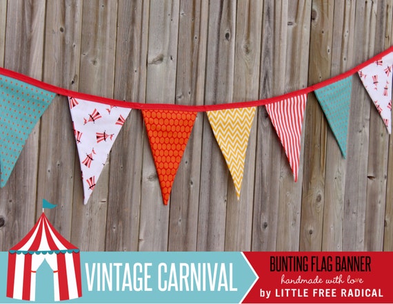 Vintage Carnival Fabric Pennant Bunting by LittleFreeRadical