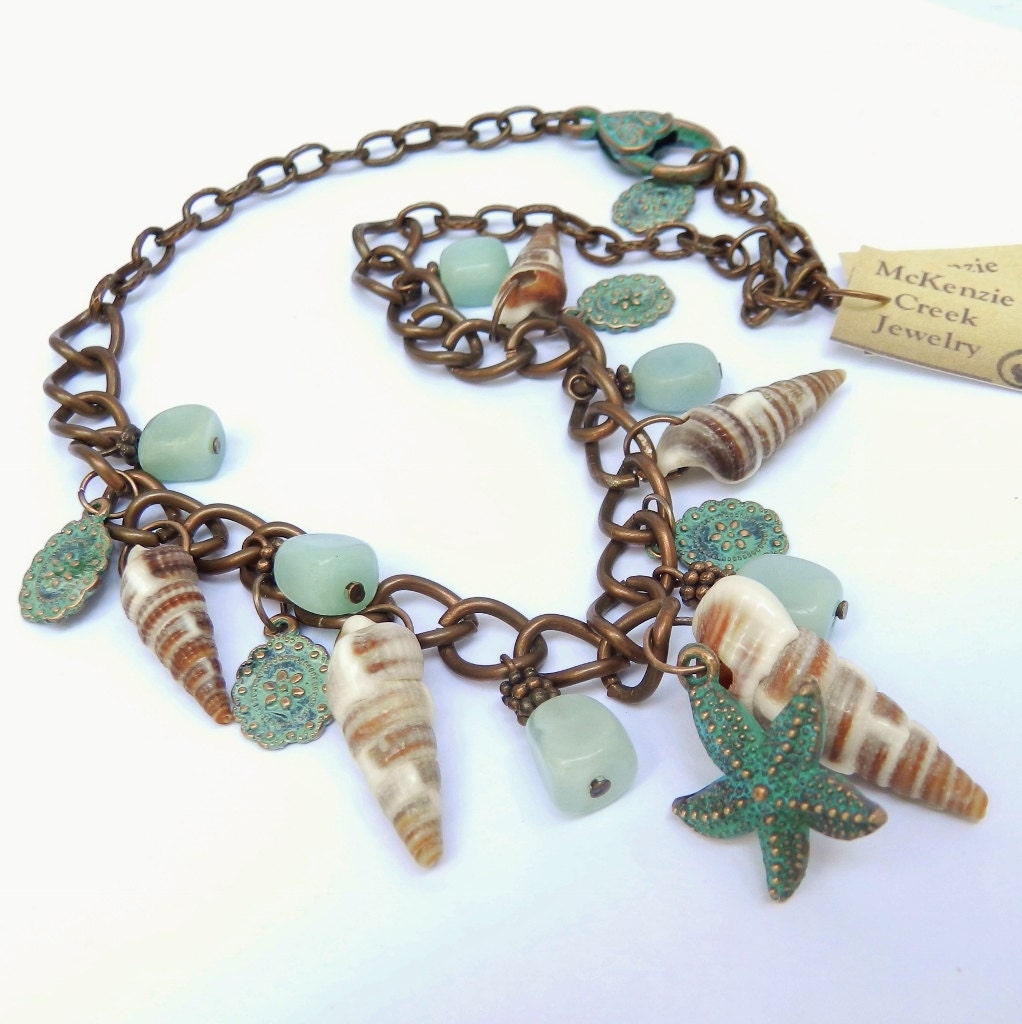 Patina Jewelry Ocean Beach Theme Necklace by McKenzieCreekJewelry