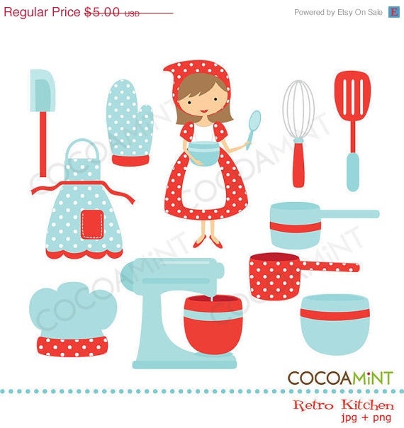 50% OFF SALE Retro Kitchen Clip Art Il_570xn