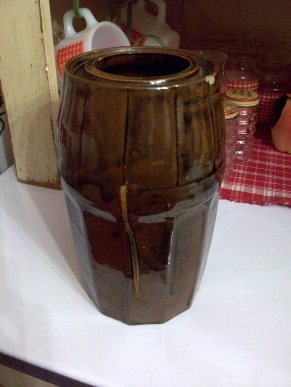 Antique Peoria Pottery Stoneware Wax Seal Canning Jar Crock