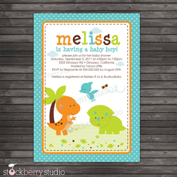 baby dinosaur baby shower invitations Baby shower invitations-baby dinosaur bsi165