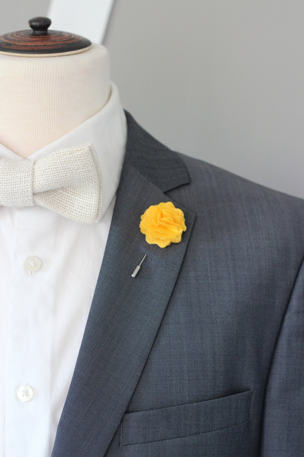 Yellow carnation Lapel pin Mens lapel flower Boutonniere