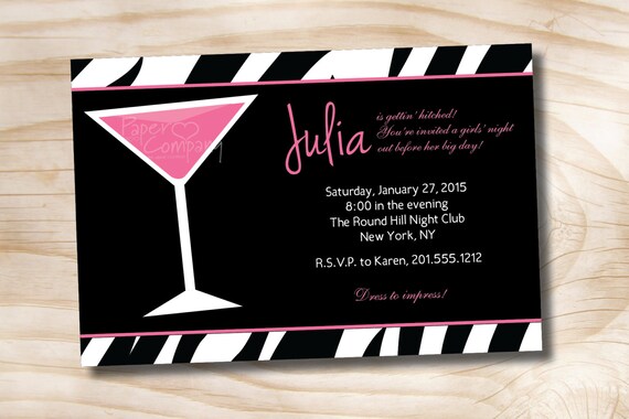 CHIC PARTY DRINKS Bachelorette Party Invitation - You Print, diy printable Il_570xn